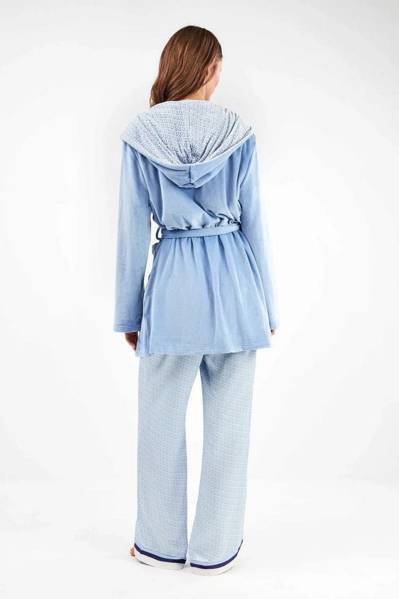 Флисовый халат с капюшоном 2/20321 blue