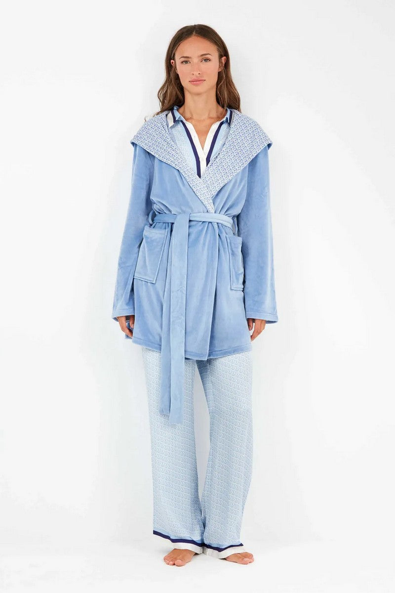 Флисовый халат с капюшоном 2/20321 blue