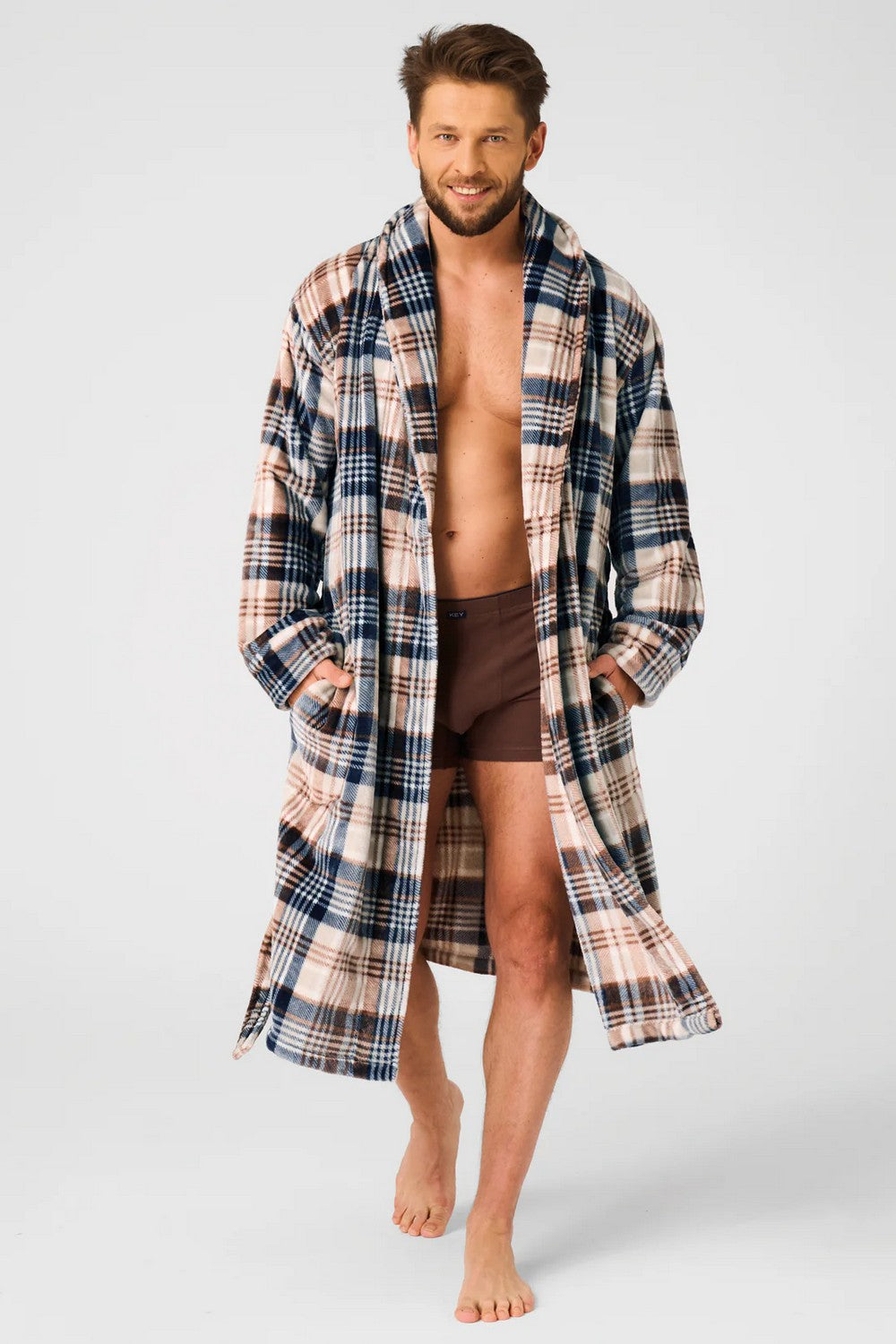 Мужской халат в клетку MGL 443 beige