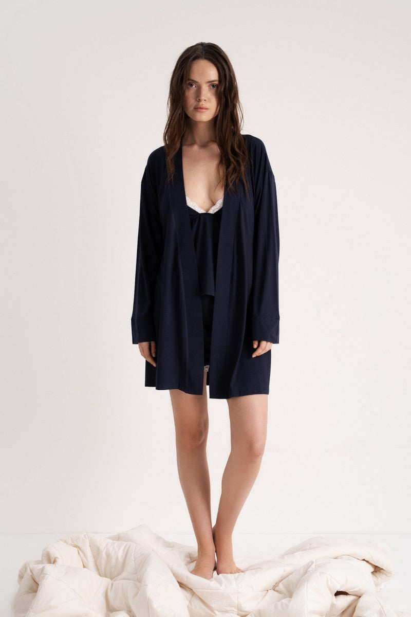 Халат из вискозы LP-048 Kate dark blue