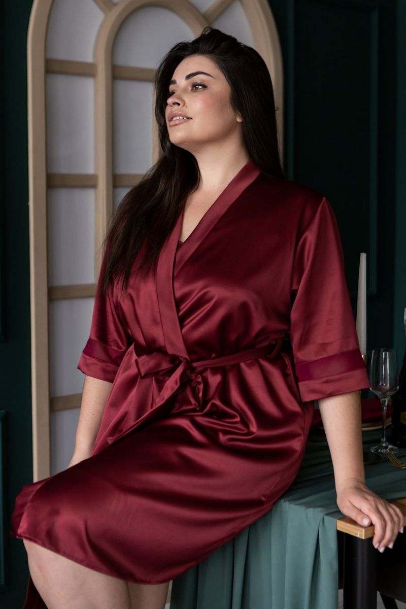 Халат с сеткой Хб1092 bordo