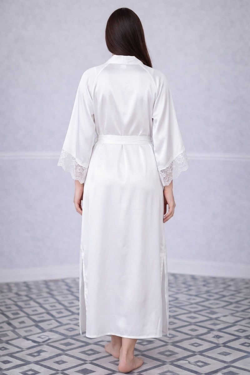 Довгий шовковий халат ХБ195 white MiaNaGreen