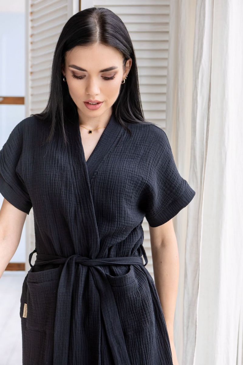 Халат из муслина Хч1806 black