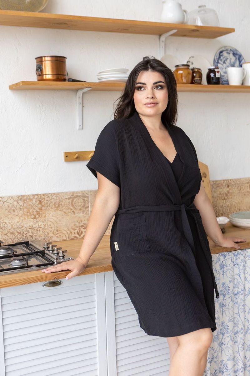 Халат из муслина Хч1806 black