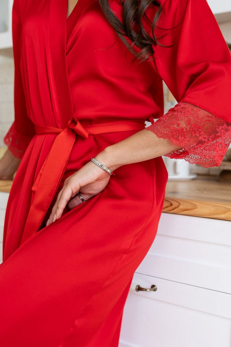 Шелковый халат Хк052 red