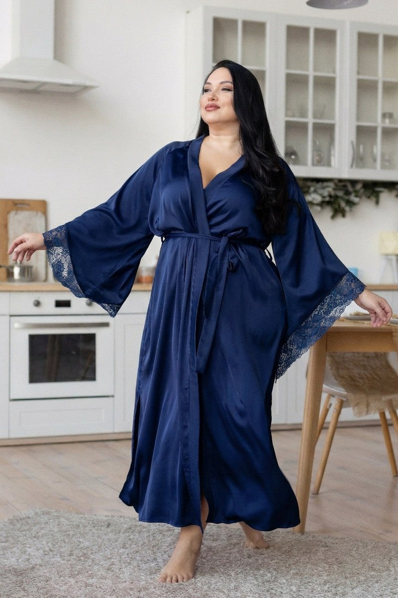 Довгий шовковий халат Хс195 blue MiaNaGreen