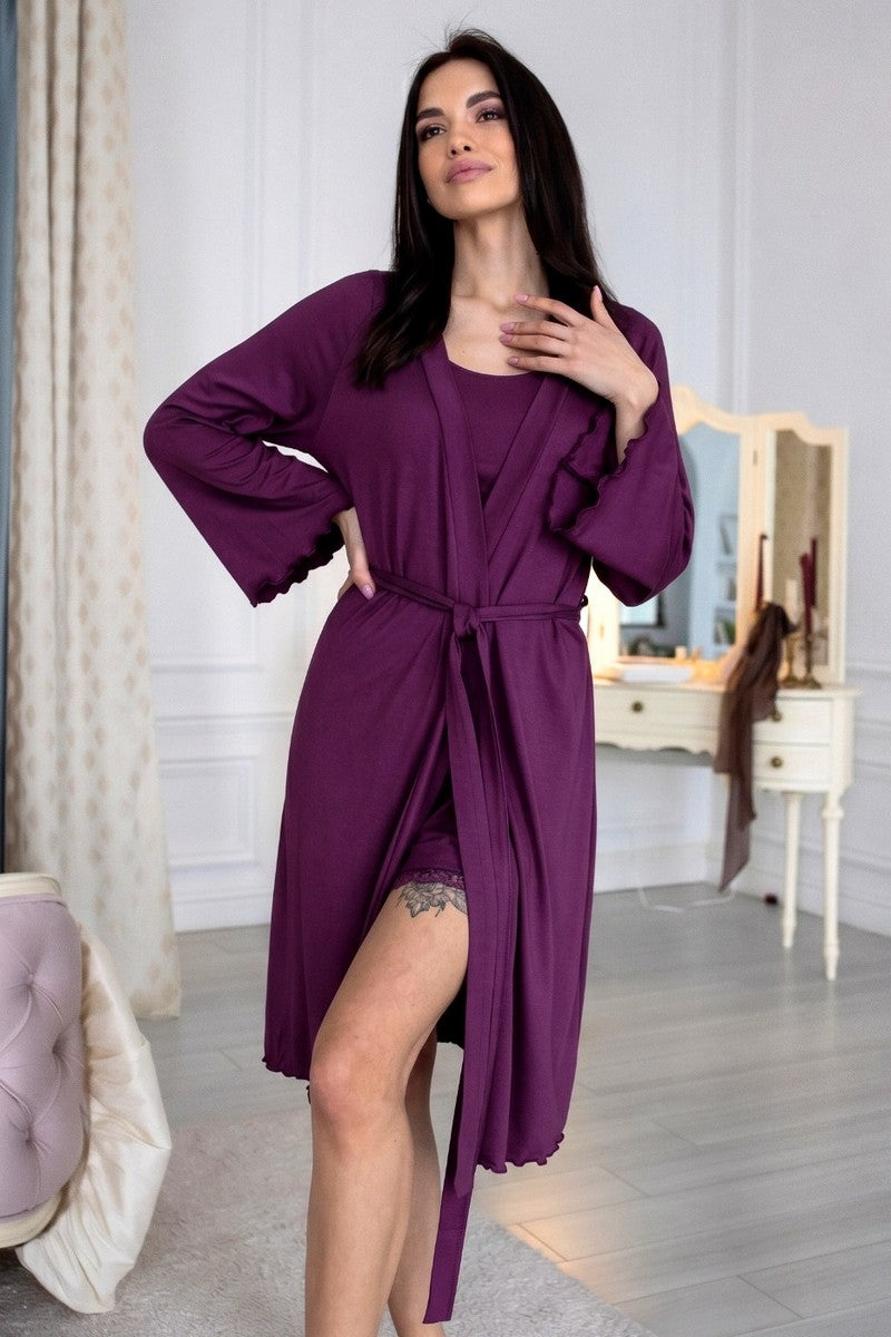 Халат з віскози Хсл044 plum MiaNaGreen