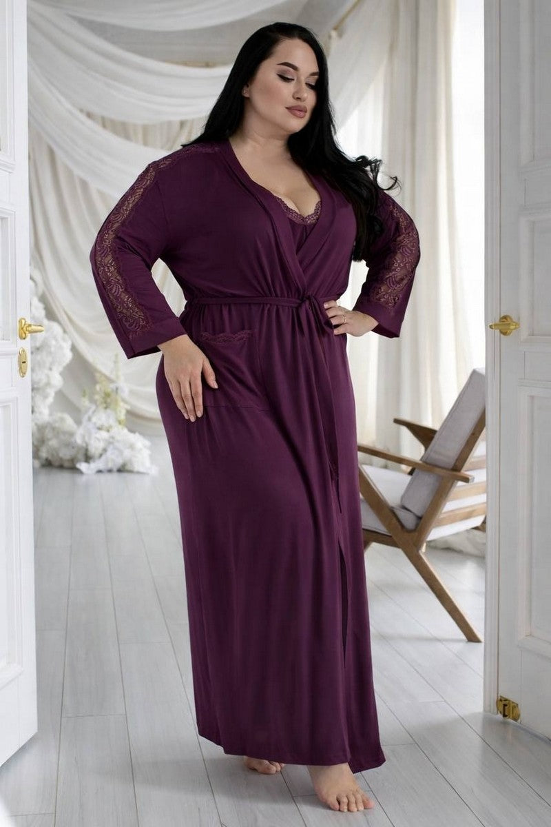 Довгий халат із віскози Хсл1235 plum MiaNaGreen
