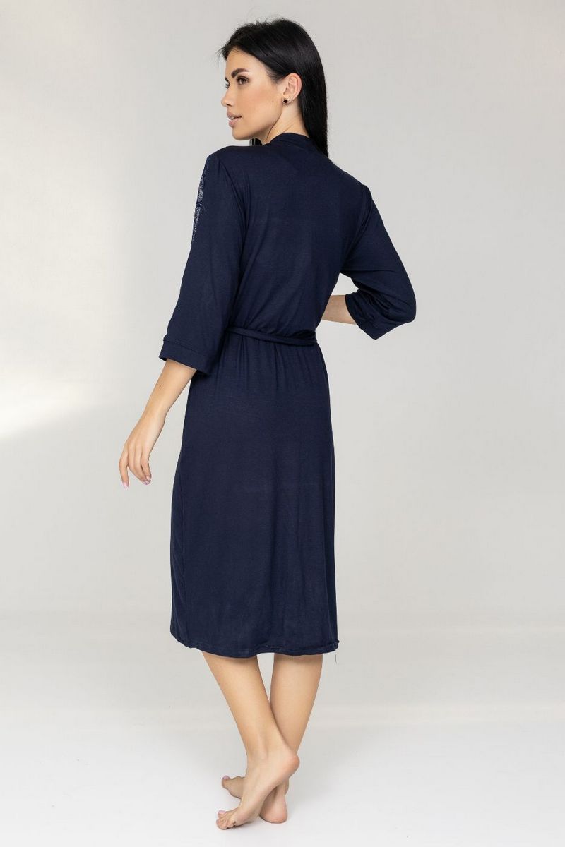 Халат из вискозы с кружевом Хс1212 blue