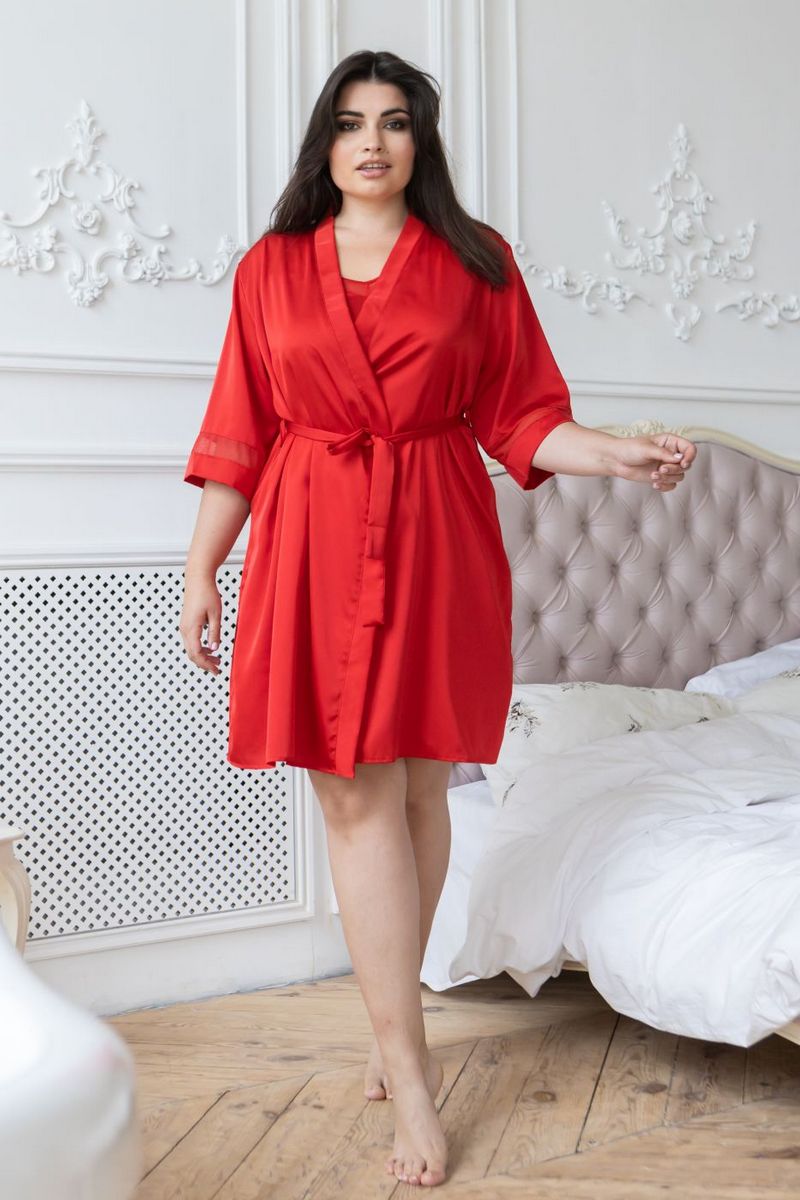 Халат с сеткой Хк1092 red