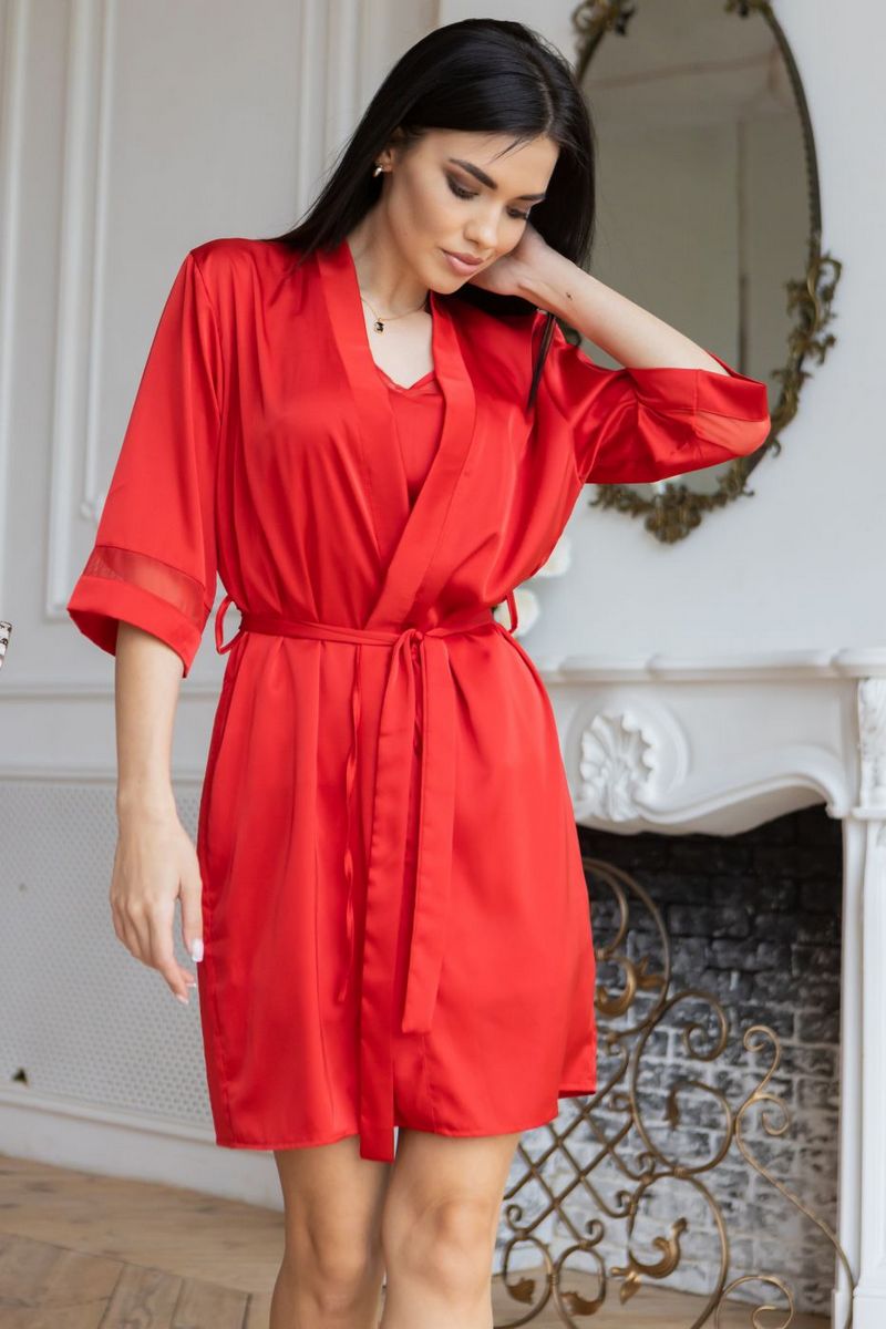 Халат с сеткой Хк1092 red