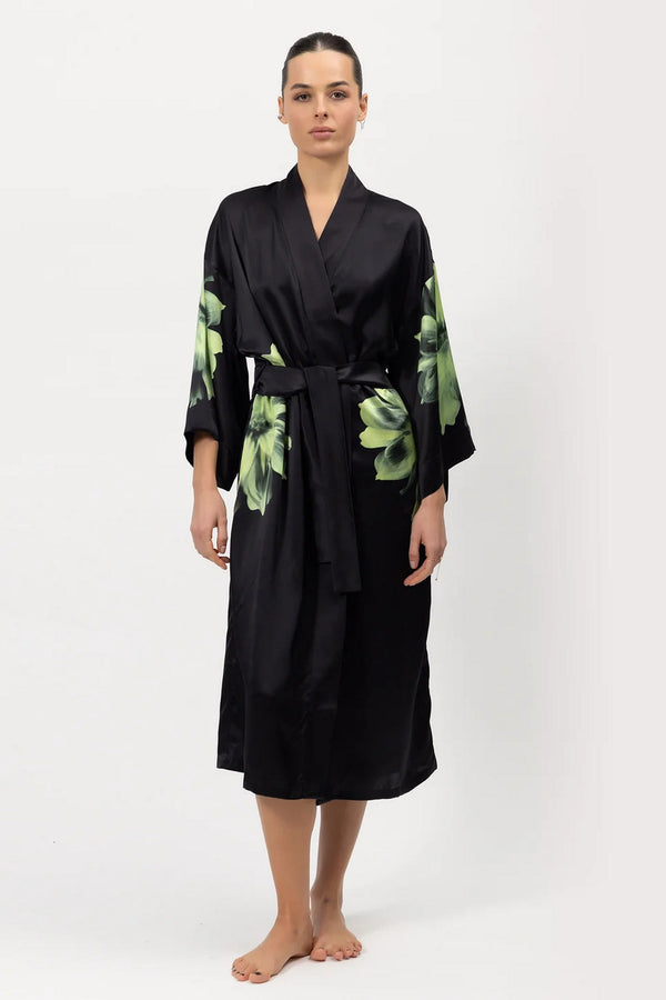 Шелковый халат-кимоно 241201-17 Silk Dreamscape black