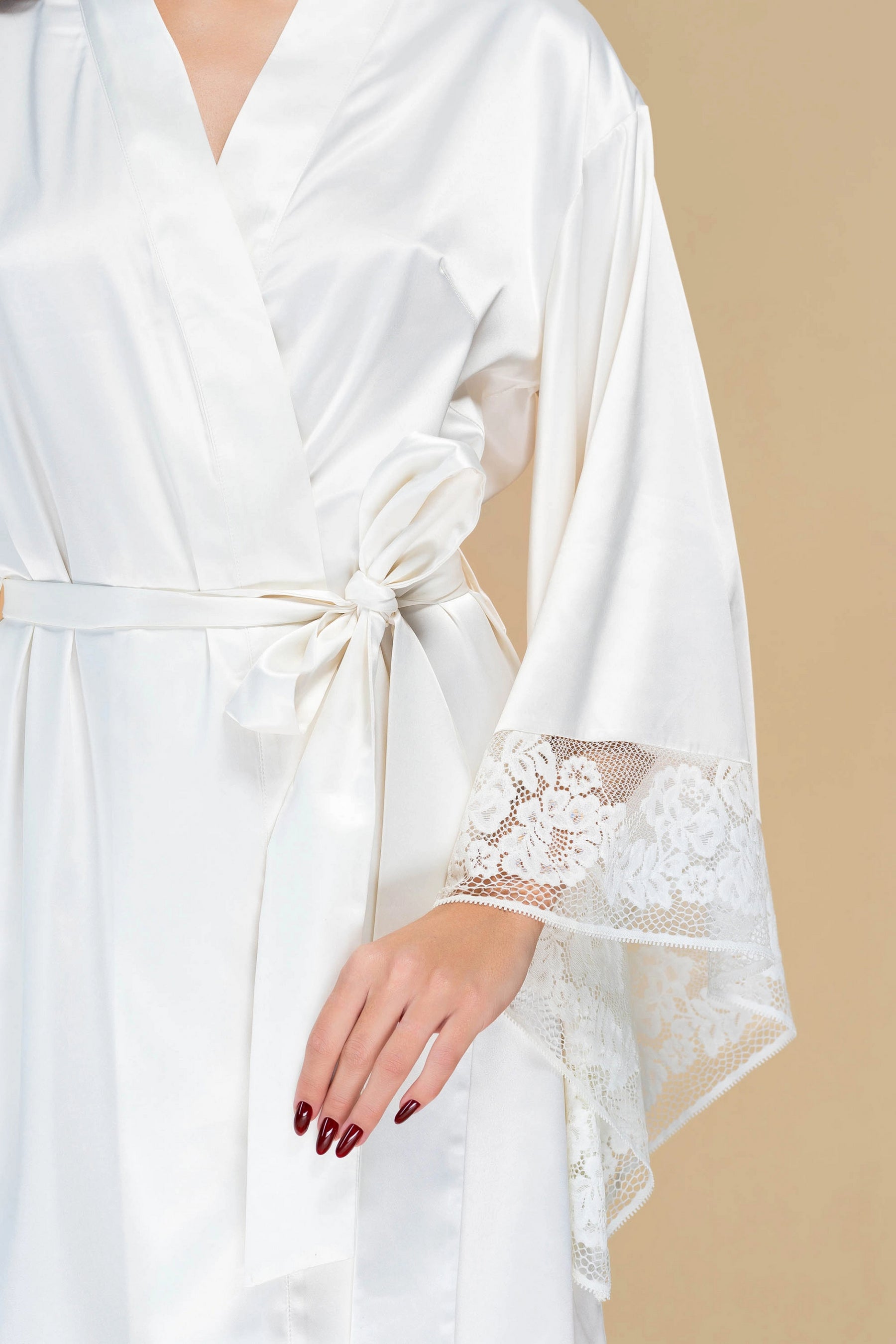 Сатиновый халат-кимоно 808-6748 03 champagne