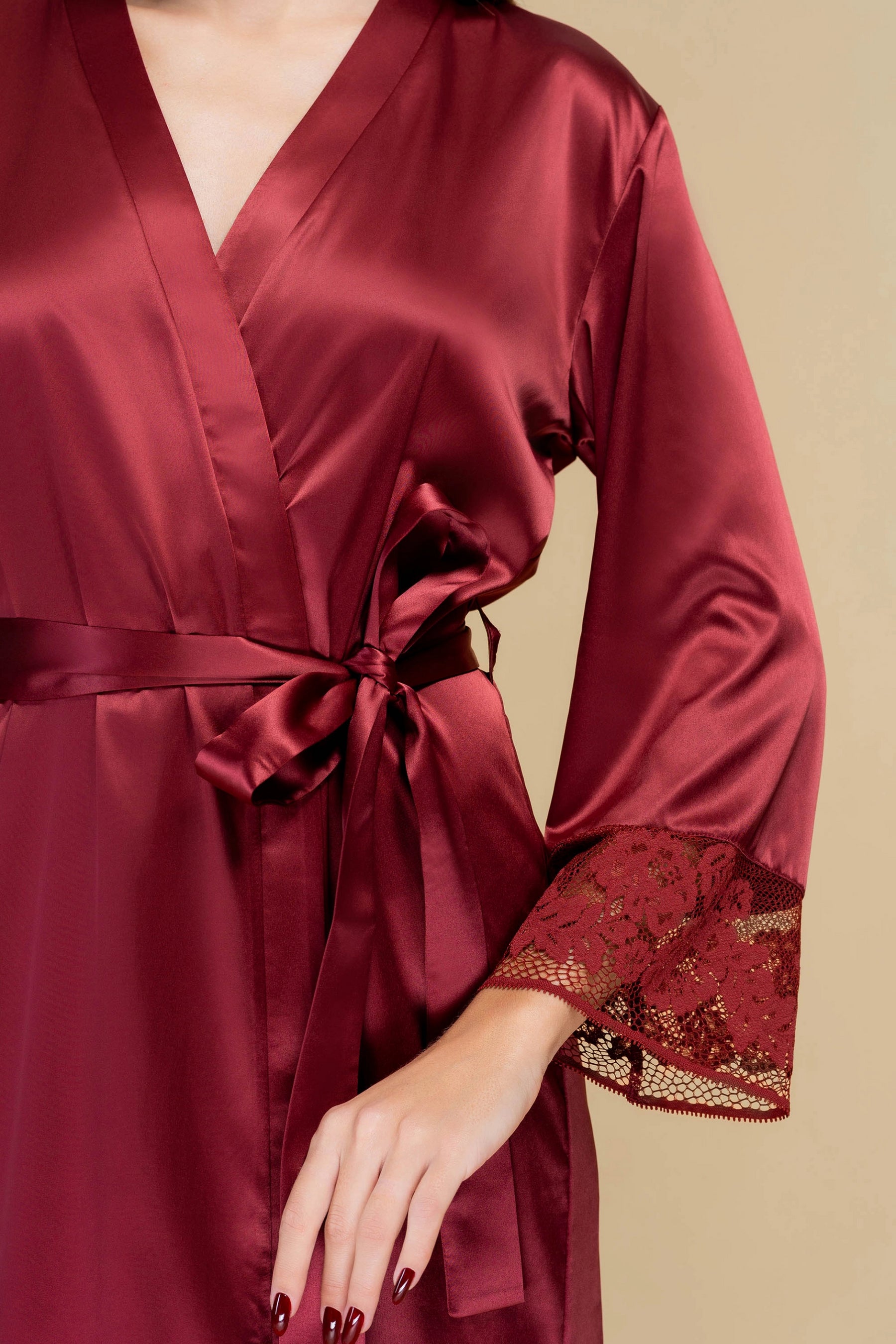 Сатиновый халат 808-6763 134 marsala