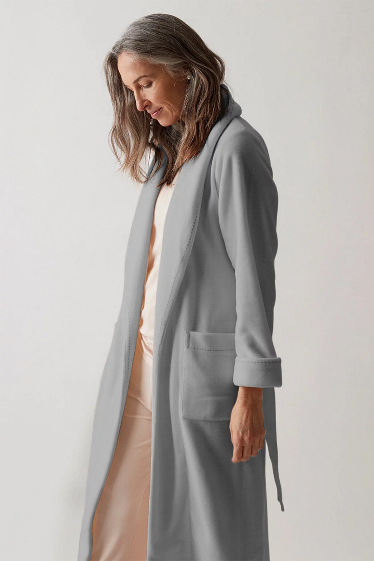 Флисовый халат Rose Graceful Teddy gray/ivory