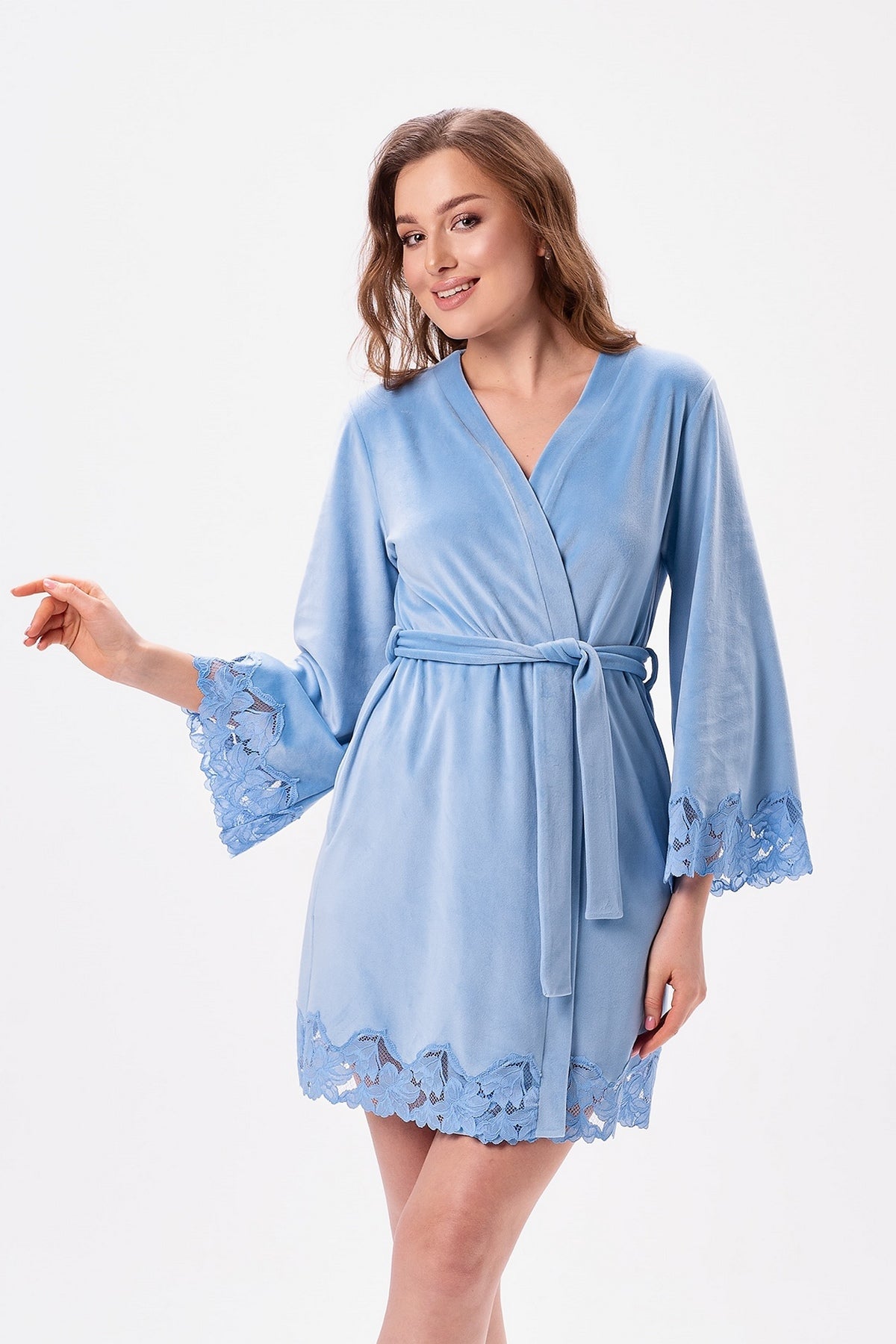Велюровый халат 1930 light blue