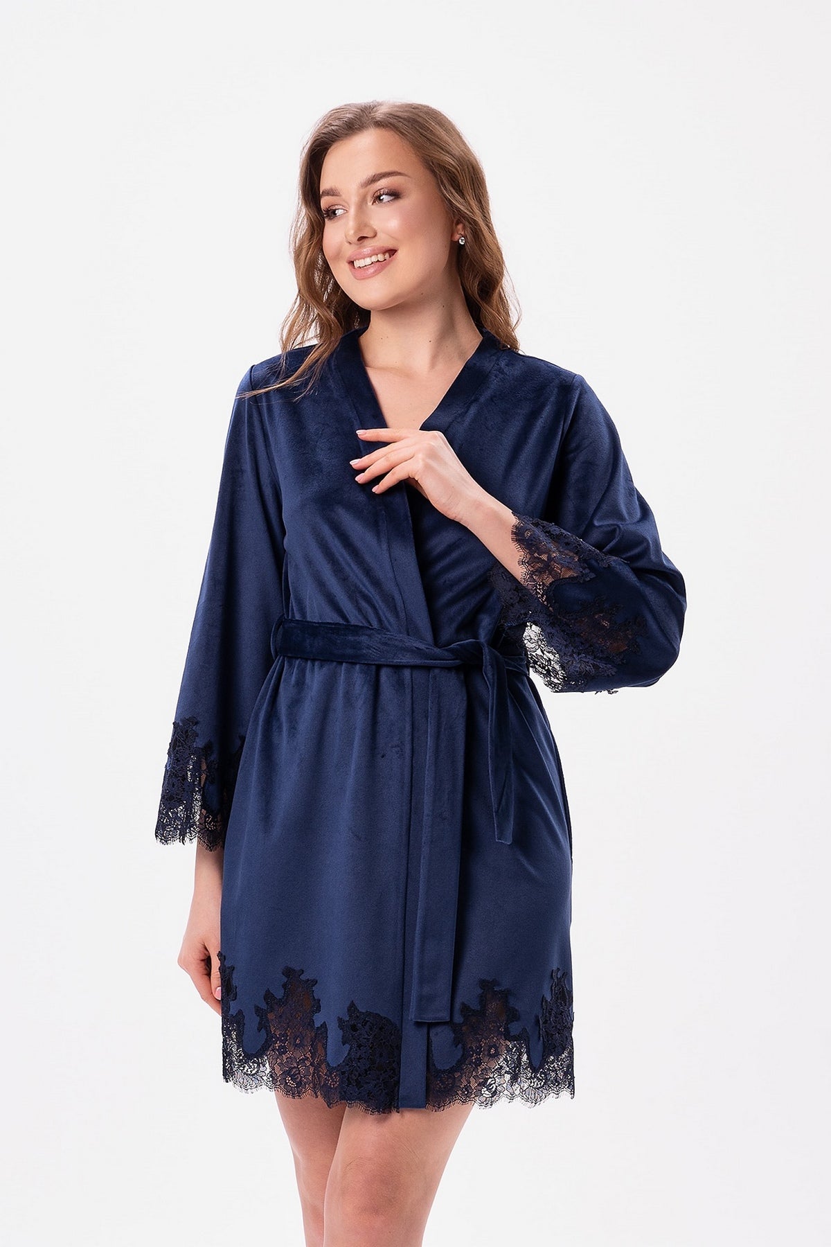 Велюровый халат 1930 navy blue