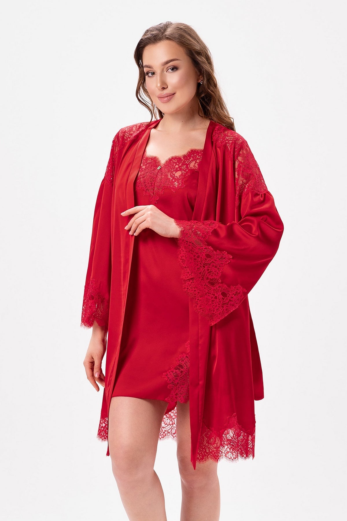 Атласный халат 2500/1 red
