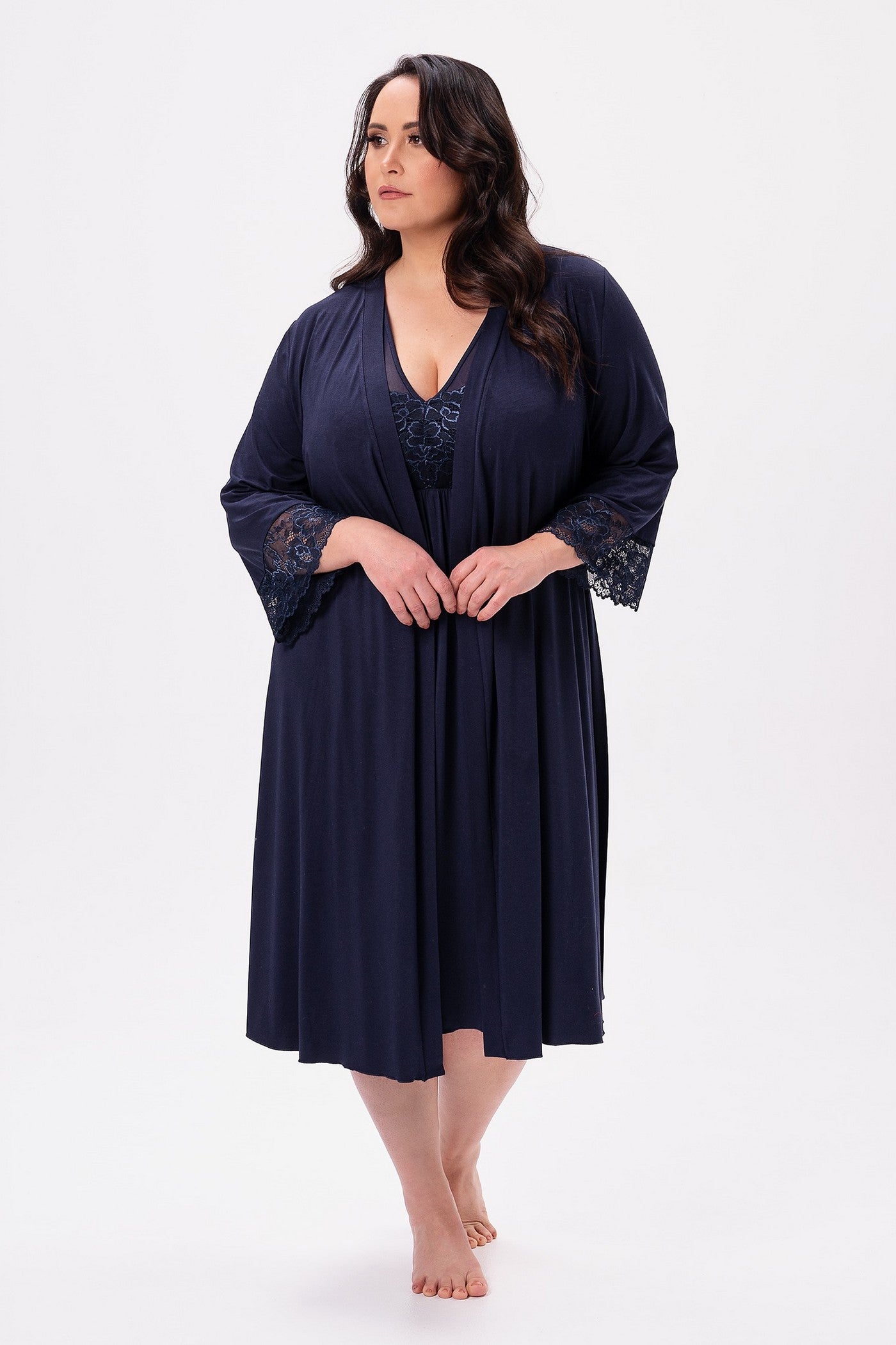 Продовження халат з віскозі 2519/1 navy blue Shato