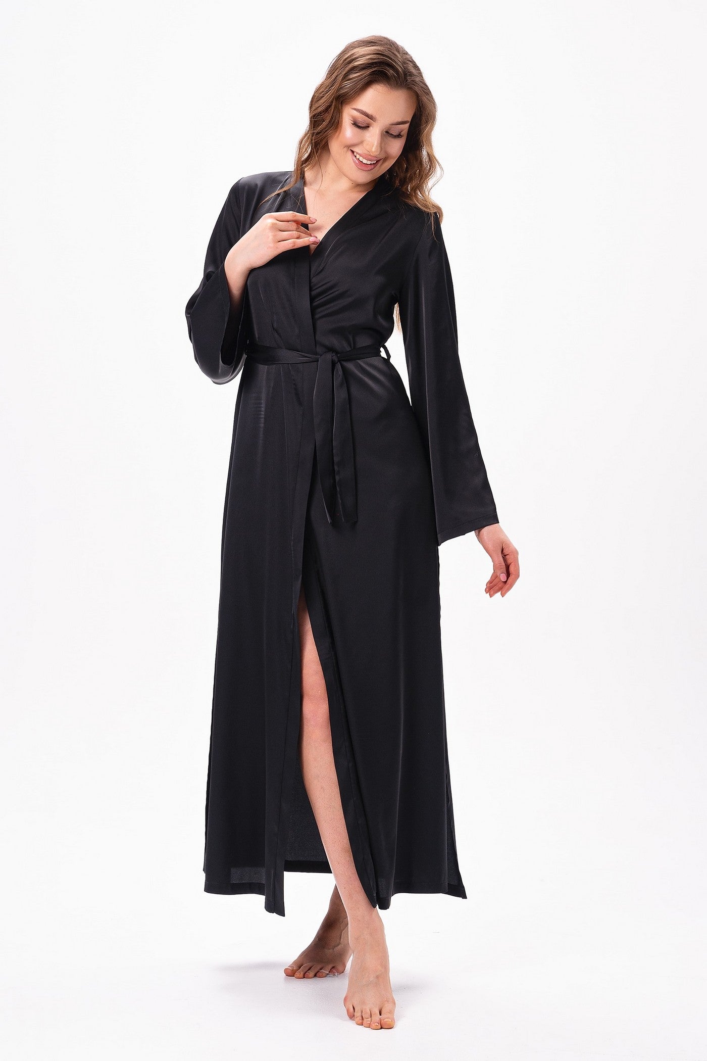 Атласный халат 2617 black