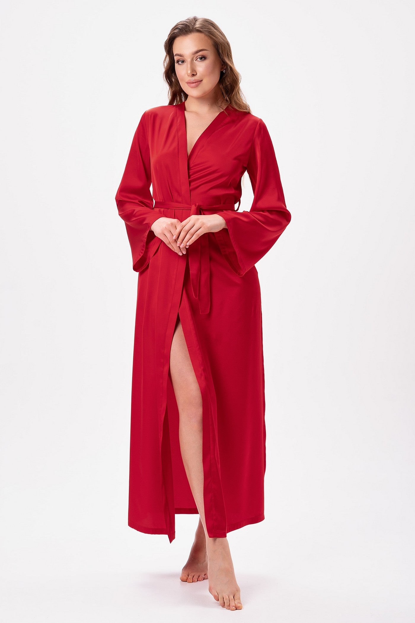 Атласный халат 2617 red