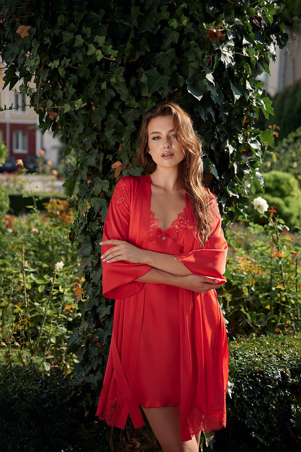 Атласный халат 2700/1 red
