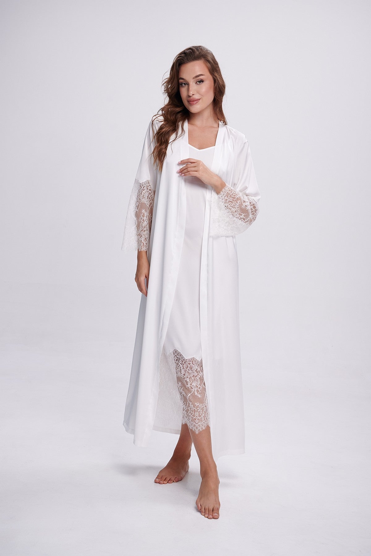 Подовжений халат 2702/1 ecru