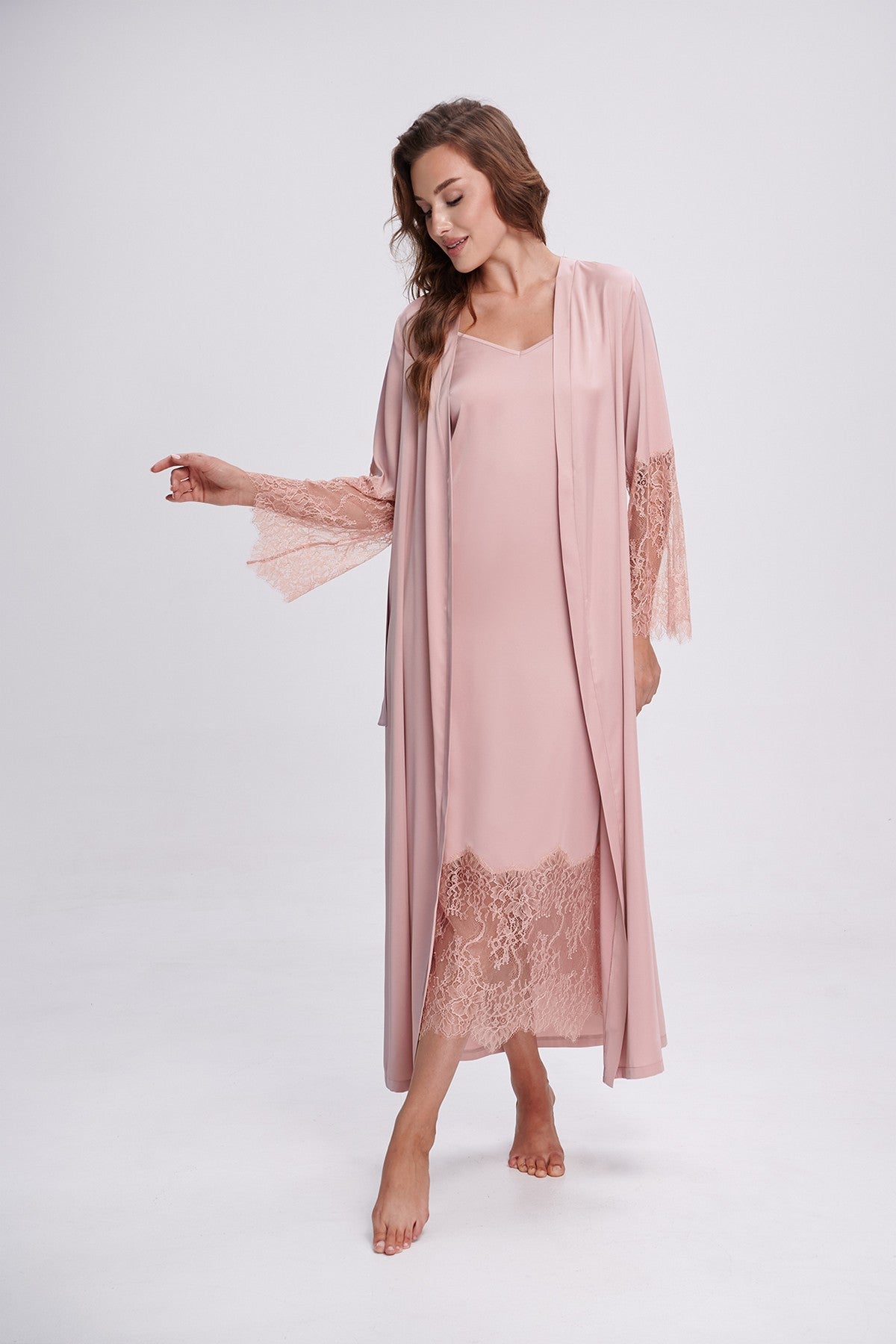 Удлиненный халат 2702/1 powder