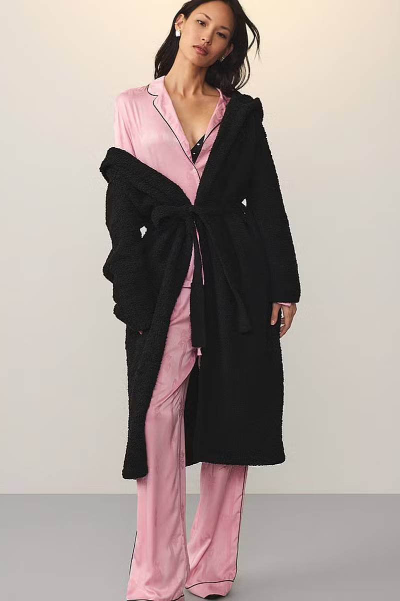 Довгий халат з екохутра 50899275 black Victoria`s Secret