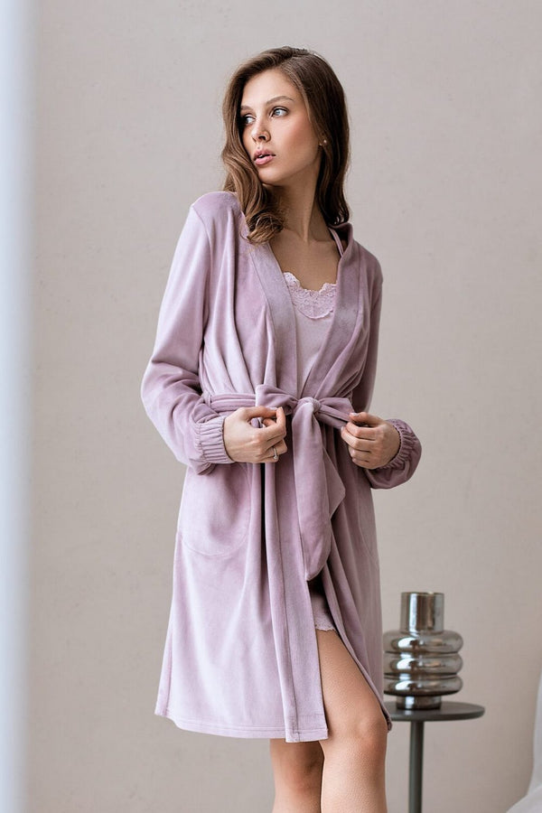 Велюровый халат Soft Velour SF-6700 lilac