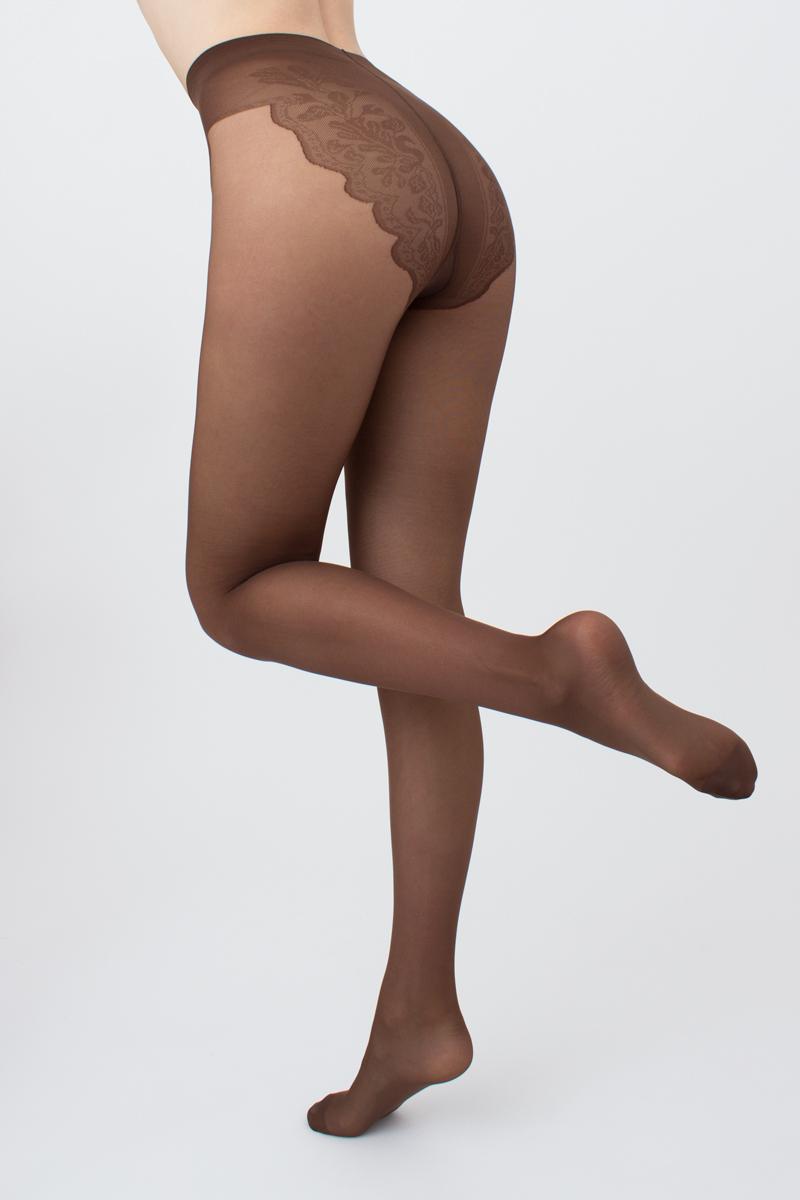 Класичні напівматові колготки з мереживними трусиками Bikini 40 den