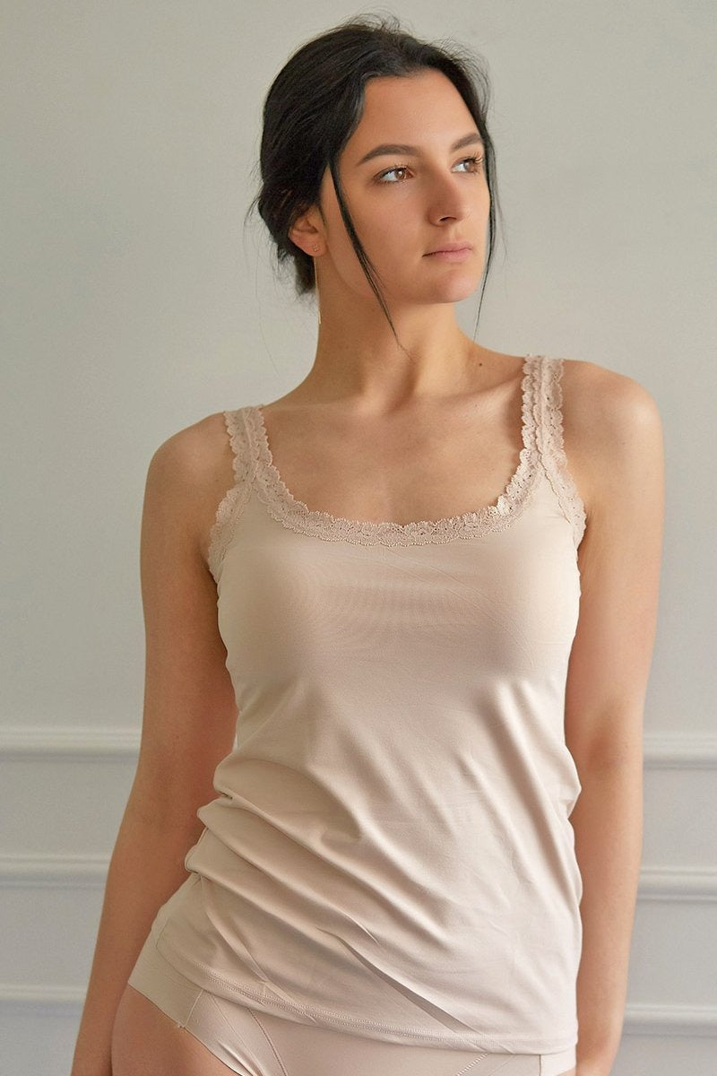 Бавовняна майка з мереживною тасьмою 45353 Camiseta IM