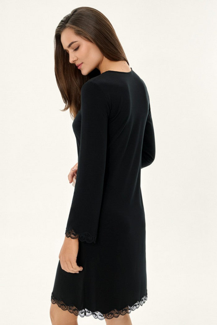Домашнее платье из вискозы с кружевом 7001/62 Elizabeth black