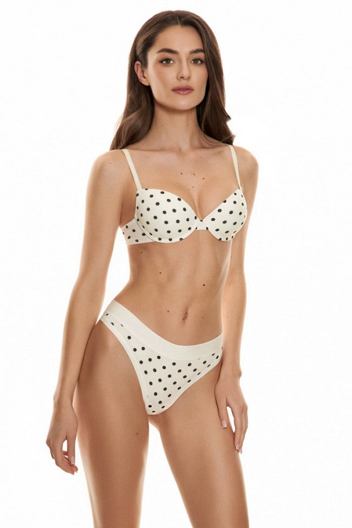 Хлопковый бюстгальтер пуш-ап 1802/8 Adri milk/black