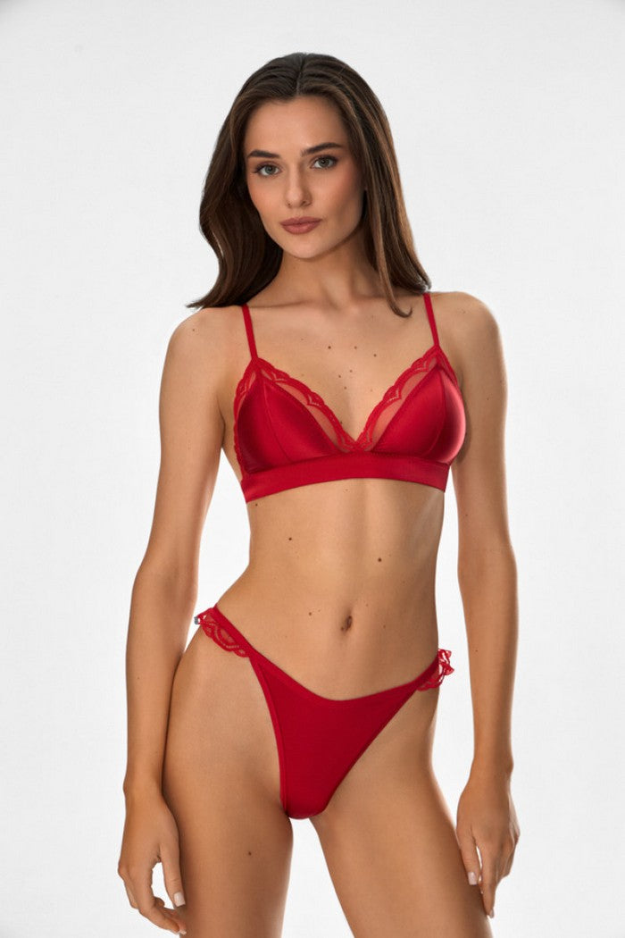 Трусики стрінг з мереживом 2108/37 Leisy red Jasmine lingerie