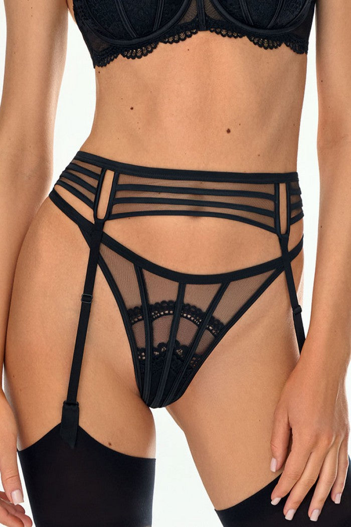Мереживні трусики стрінг 2162/37 Helena black Jasmine lingerie