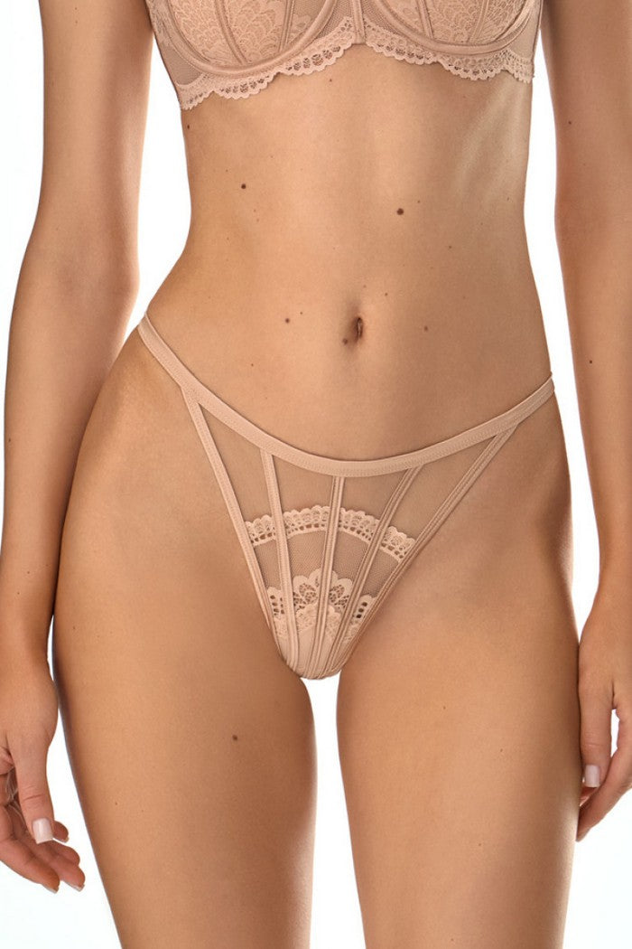 Стрінги з тонкими боковинками 2208/37 Donna beige Jasmine lingerie