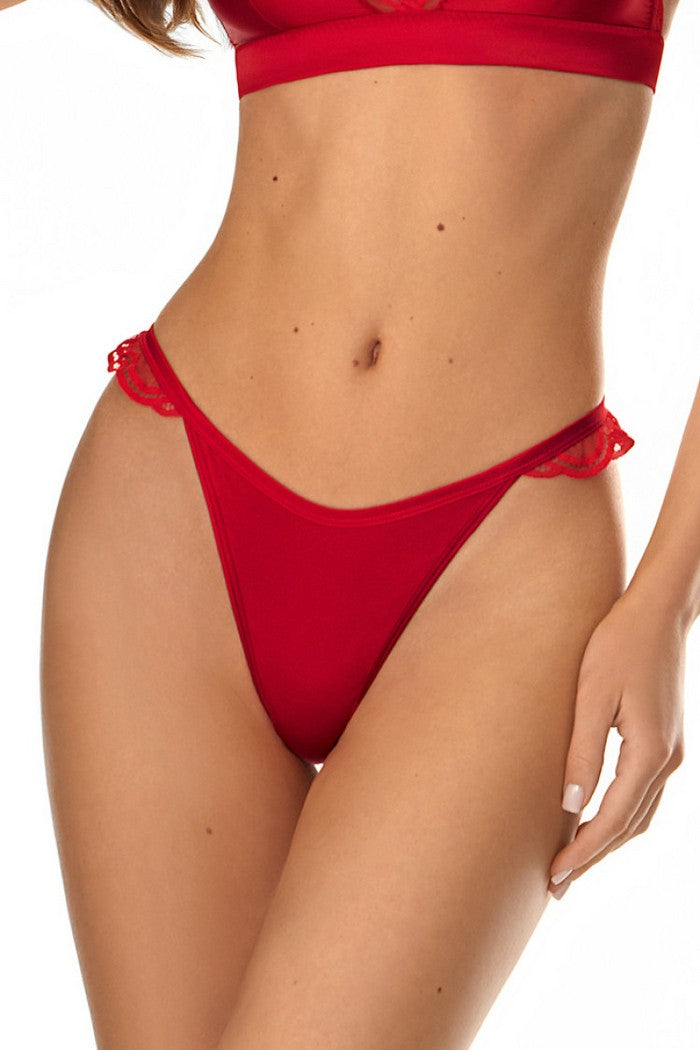 Трусики бразиліана з мереживом 2216/37 Hilery red Jasmine lingerie