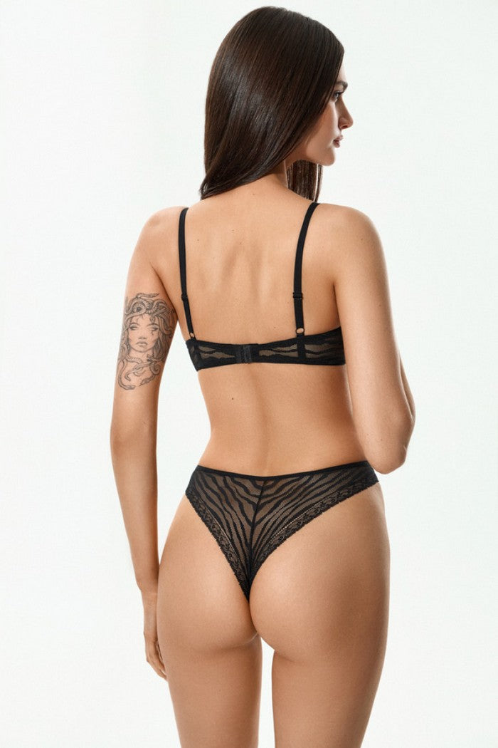 Трусики бразиліана з мікросітки 2227/33 Lilit black Jasmine lingerie