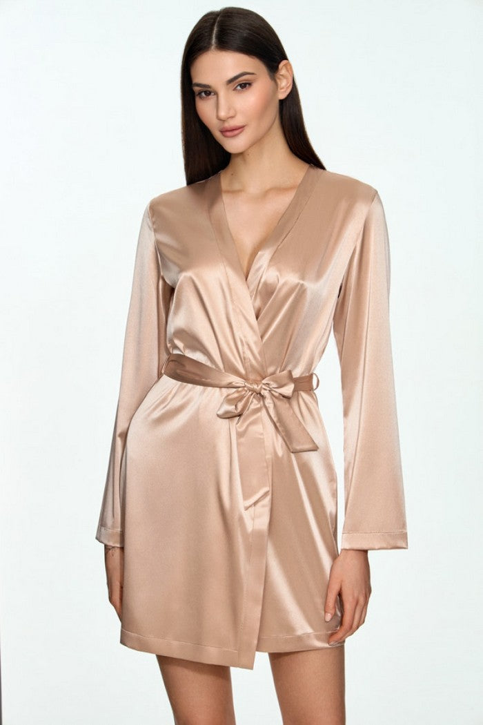Халат з атласу 4105/84 Vivien beige Jasmine lingerie