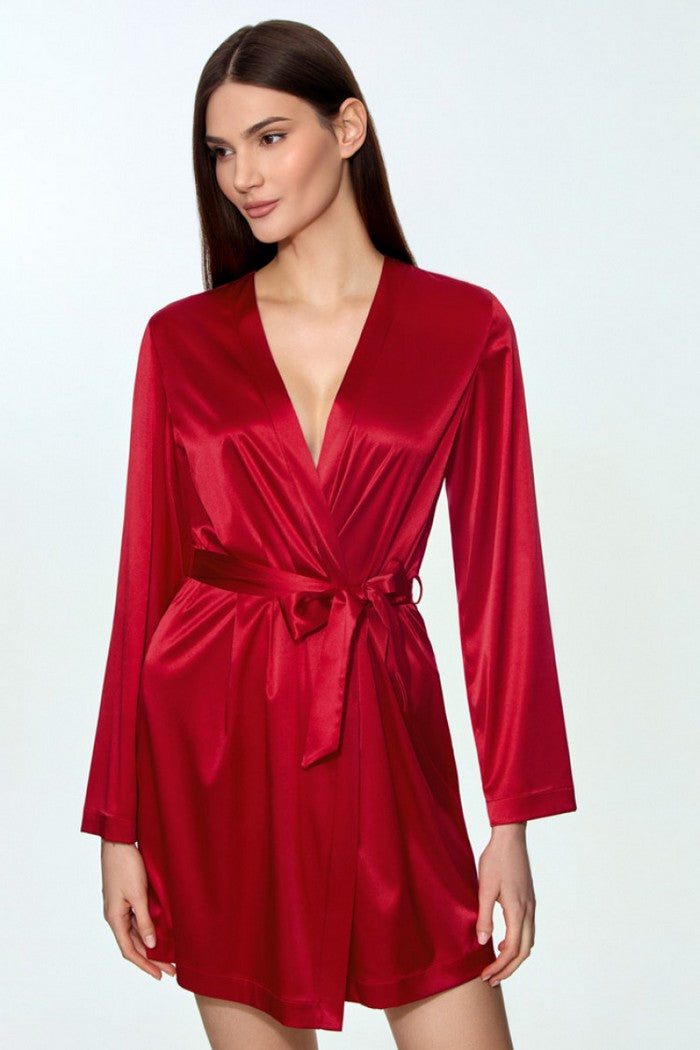 Халат з атласу 4105/84 Vivien red Jasmine lingerie