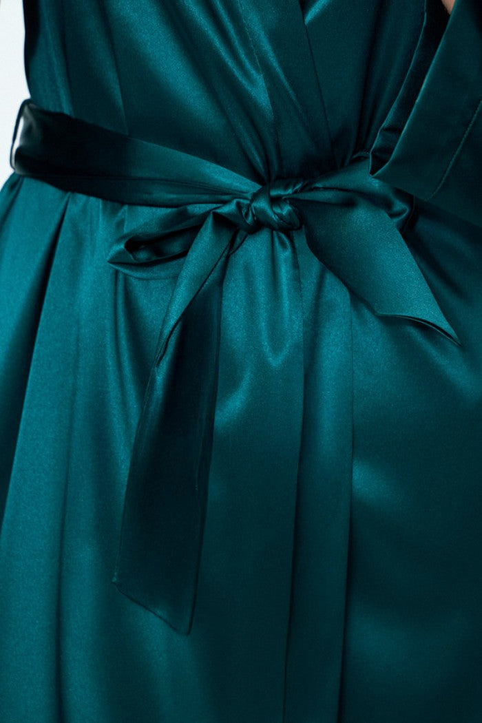 Халат з атласу 4105/84 Vivien teal Jasmine lingerie