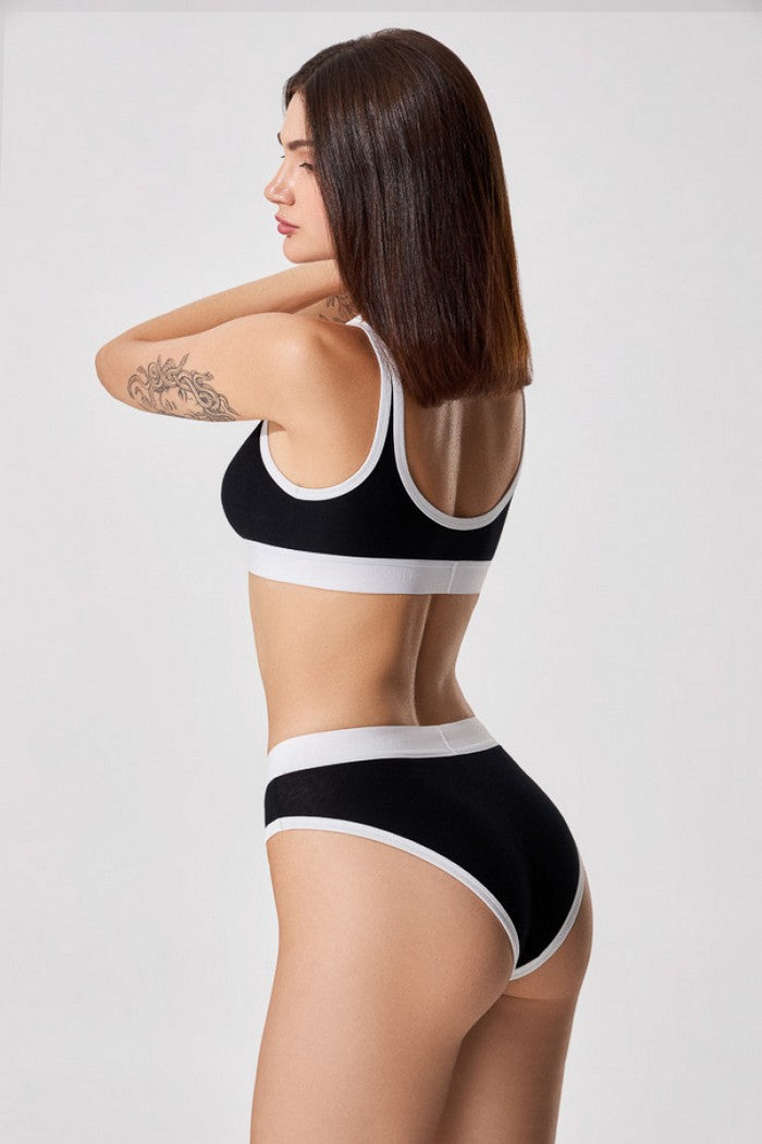 Трусики бразиліана з бавовни 5206/34 Belinda black/milk Jasmine lingerie