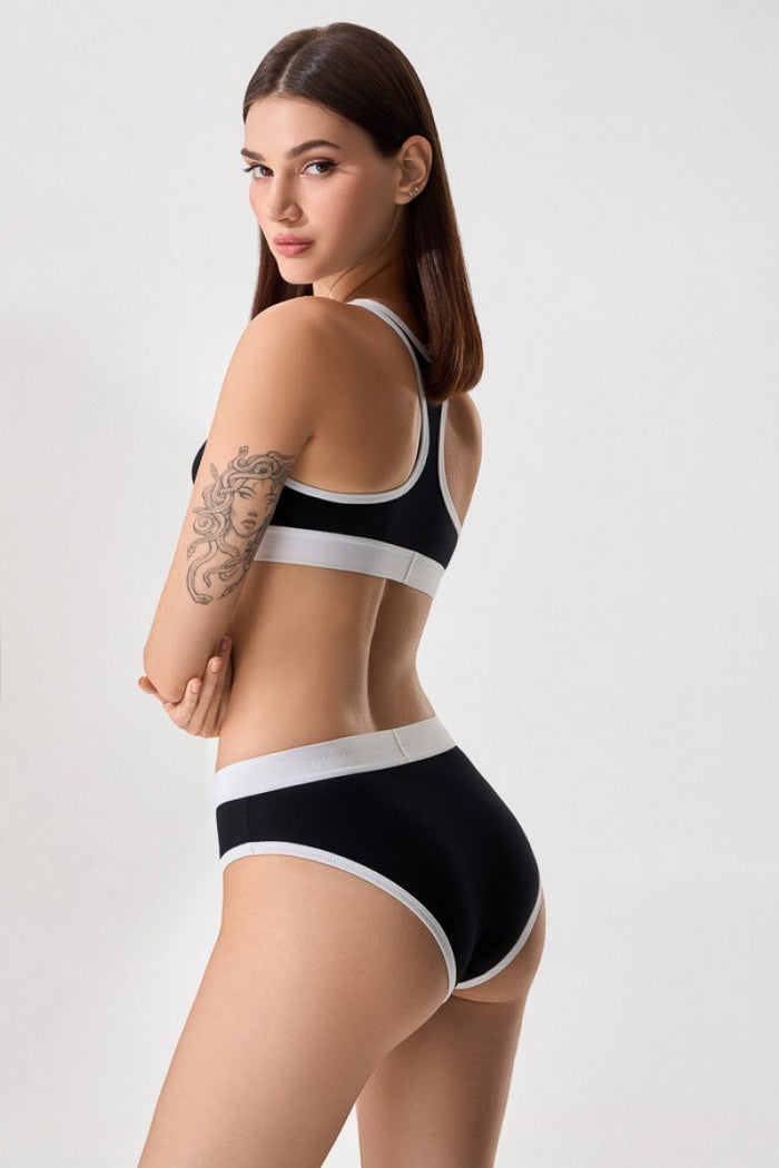 Трусики сліп із бавовни 5305/34 Vlasta black/milk Jasmine lingerie