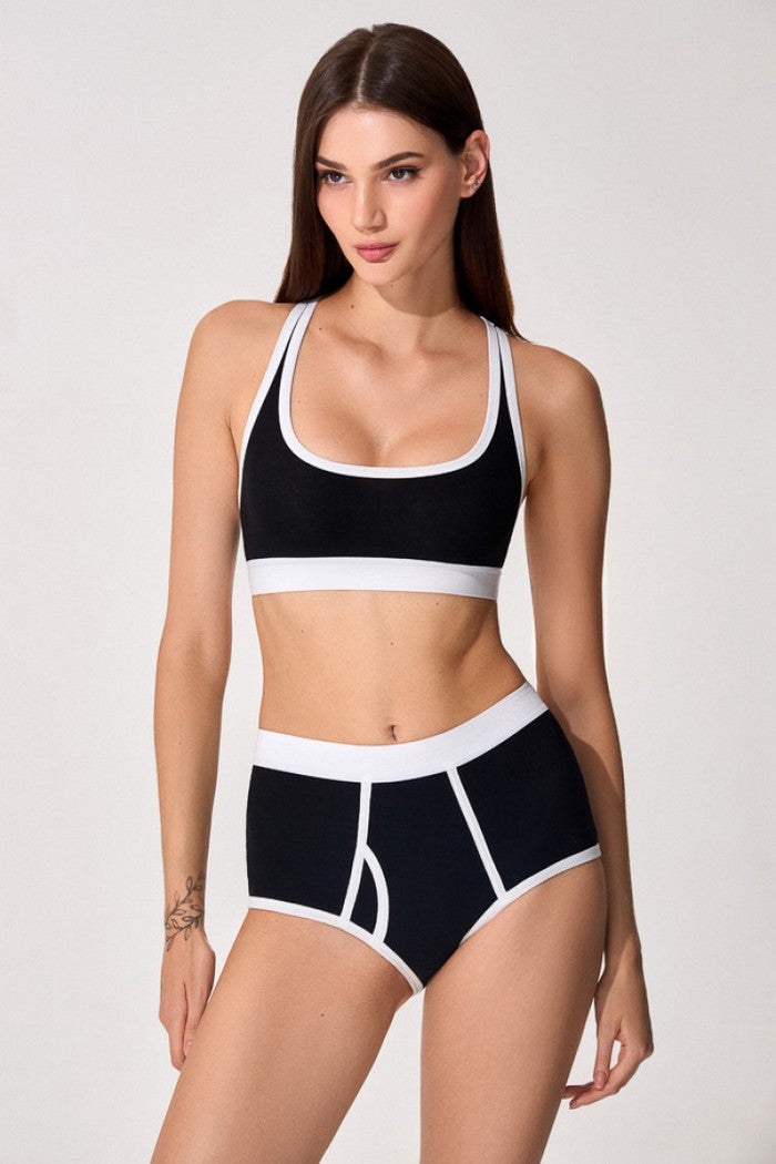 Бра-топ із бавовни 5706/34 Karina black/milk Jasmine lingerie