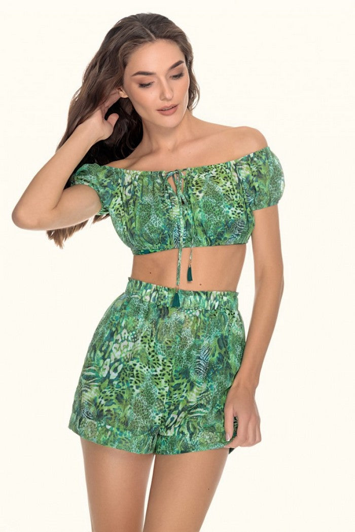 Пляжный топ с принтом 6037/65 Tailor green