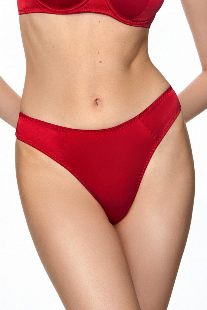Трусики стрінг із атласу 6105/84 Stacy red Jasmine lingerie