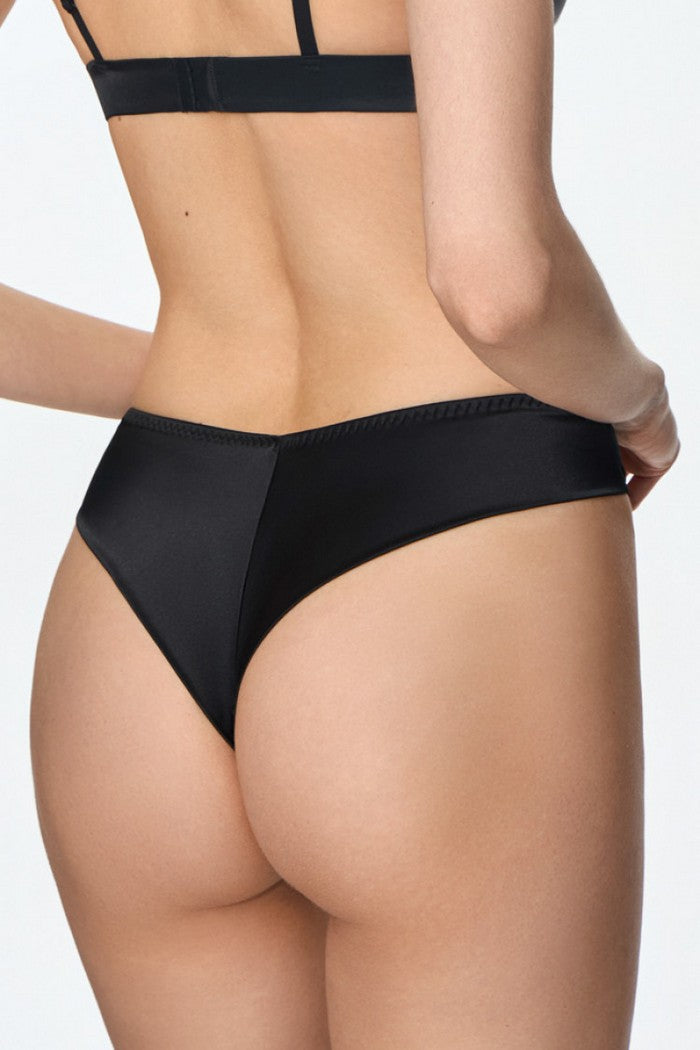 Трусики бразиліана з атласу 6212/84 Ester black Jasmine lingerie