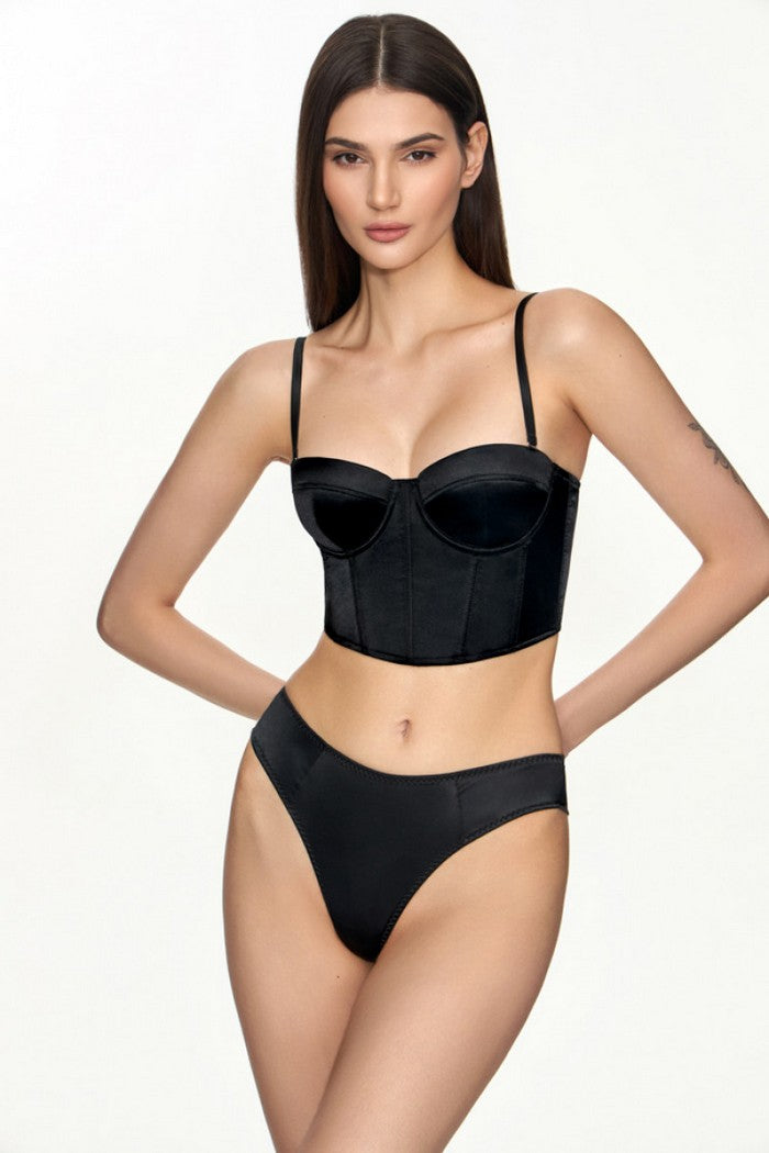 Трусики бразиліана з атласу 6212/84 Ester black Jasmine lingerie