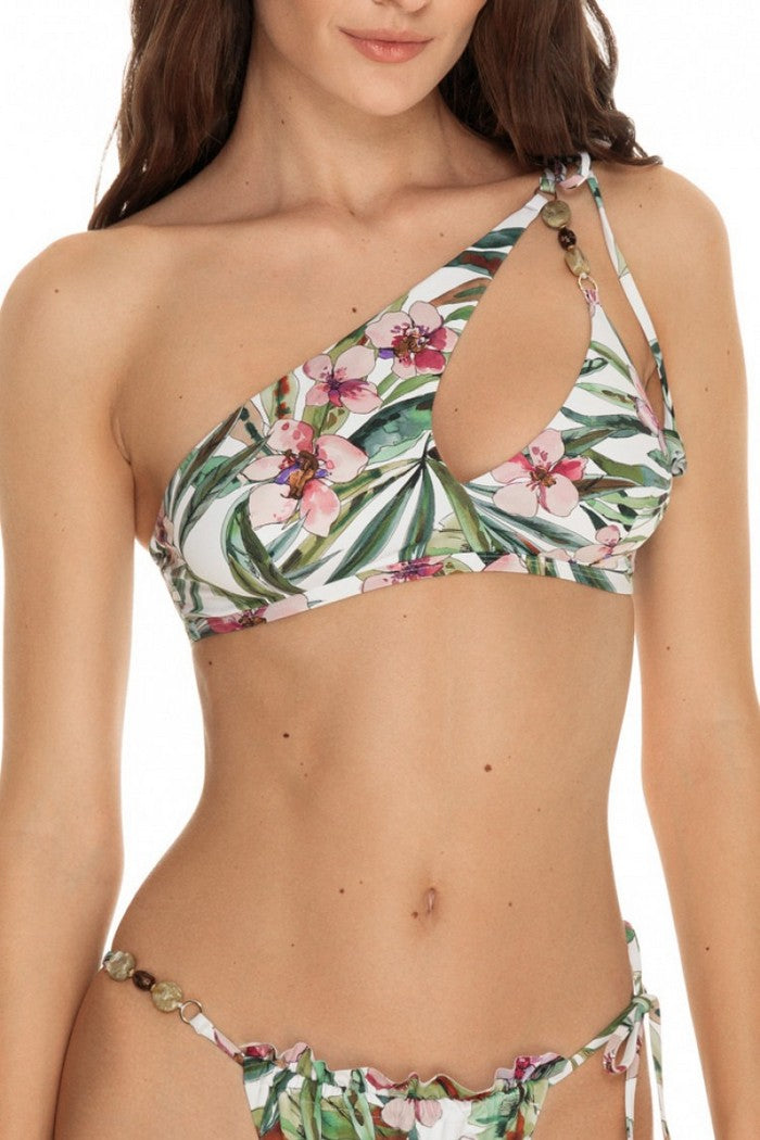 Купальный топ на одно плече 6343/64 Lily white/green